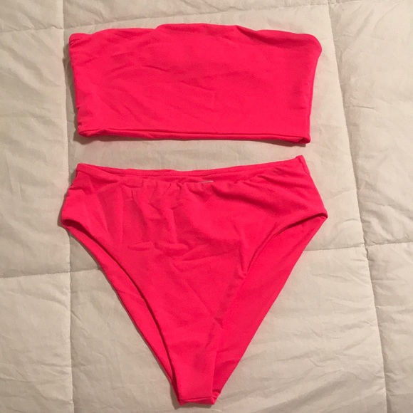 red tube top bathing suit